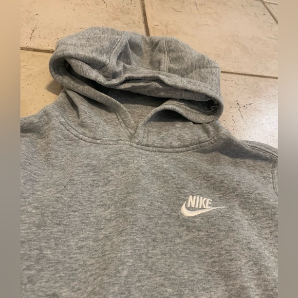 💚 Nike Gray Fleece Pullover Hoodie with White Logo - Youth/Adult Small - Picture 5 of 6